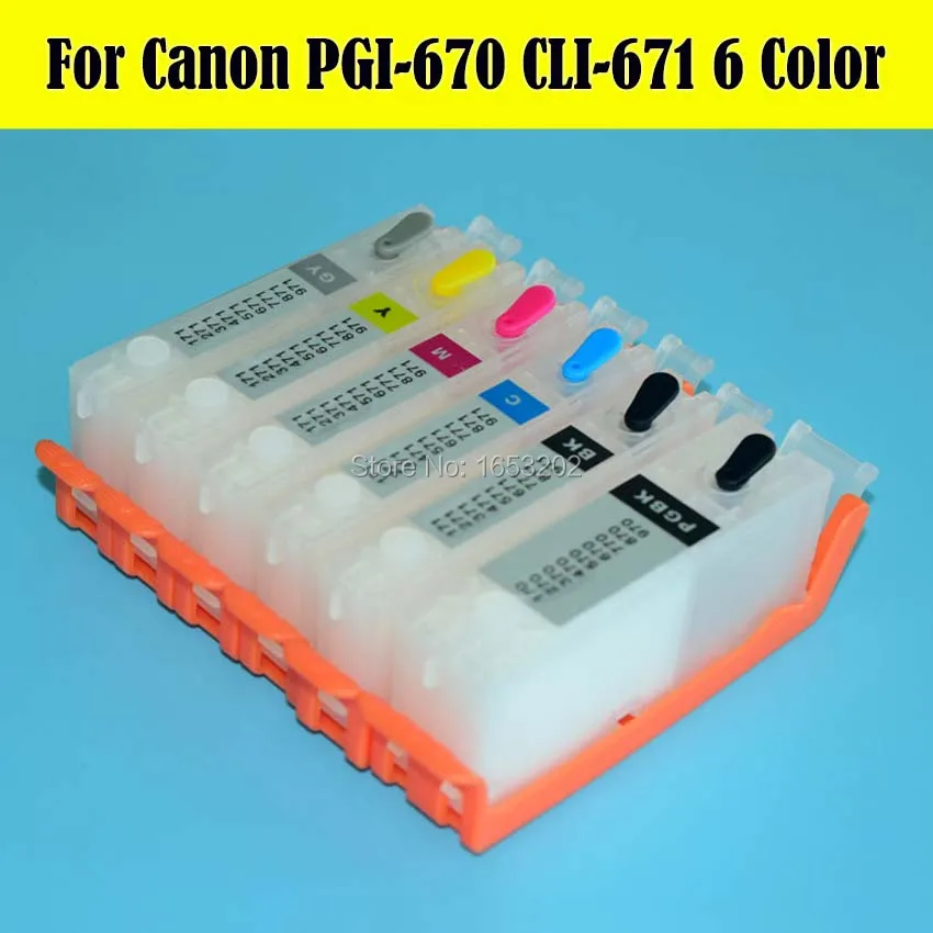 Лучше всего! 6 цветов/комплект 670 671 PGI-670 CLI-671 картридж для принтера Canon PIXMA MG7760 с