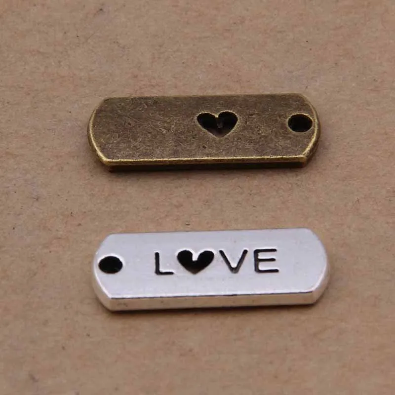 

Daisies Vintage Square Alloy Message Love Charms Metal Tag Charms 150pcs/lot 20*8mm