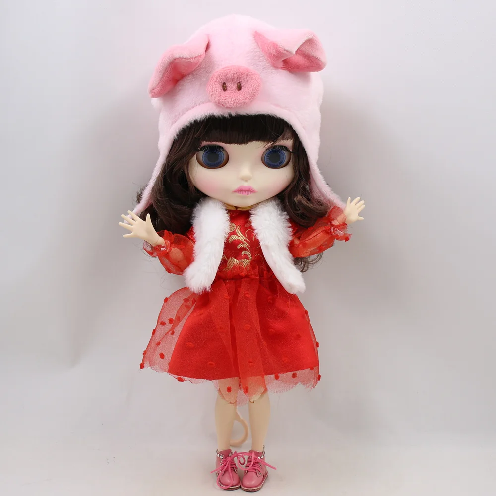 Наряды для куклы Blyth комплект новогоднего платья с шапкой 1/6 куклы|Куклы| |
