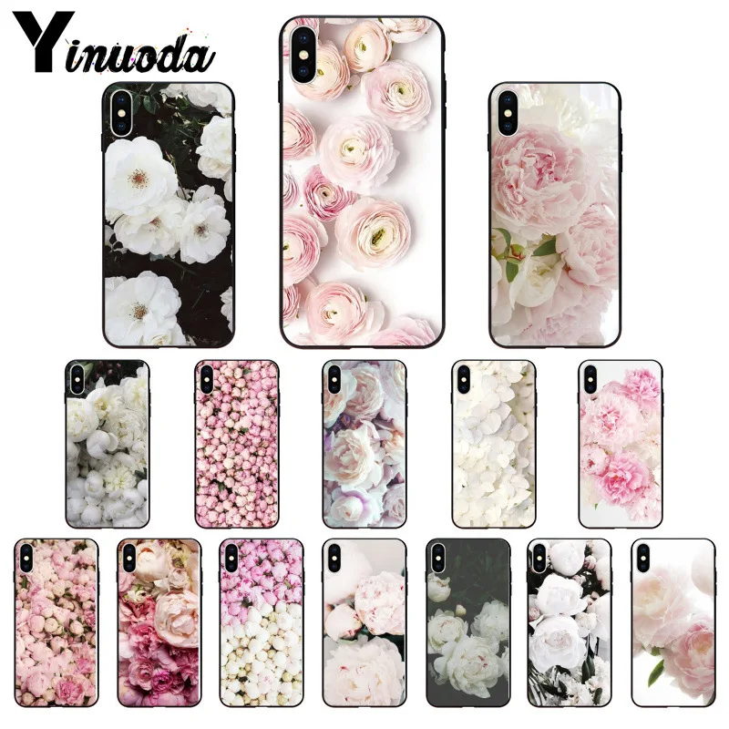 11pro MAX милый пион белые цветы ТПУ Мягкий силиконовый чехол для телефона Apple iPhone 8 7 6