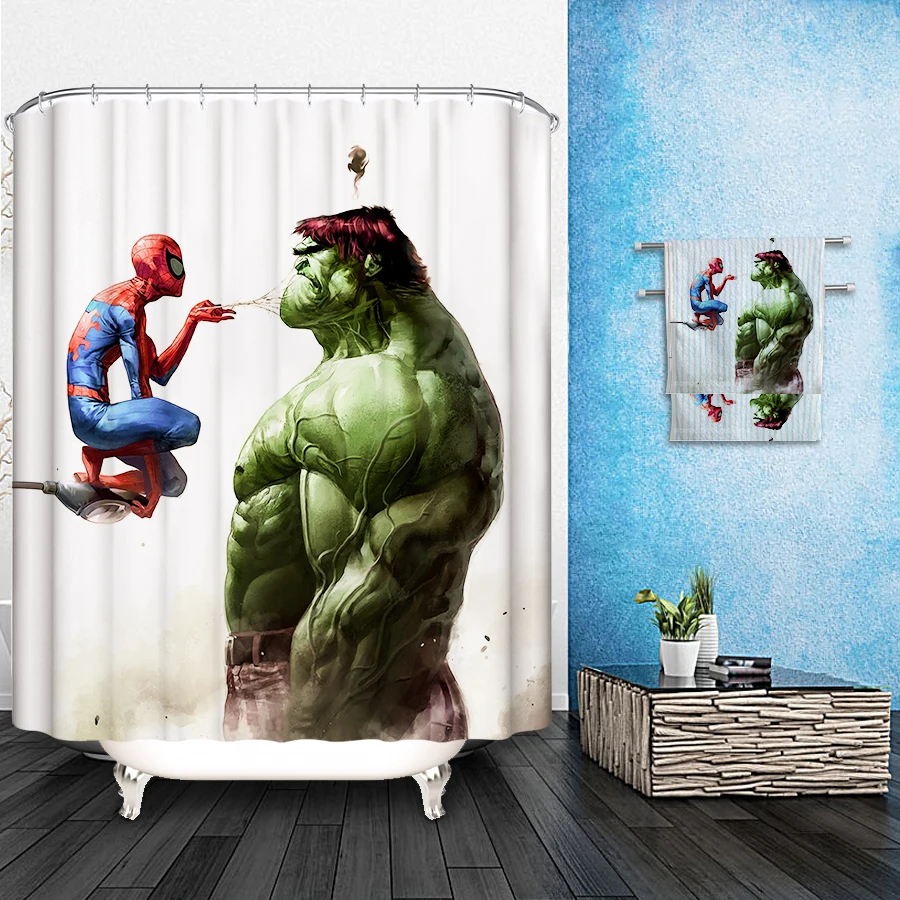 Занавеска для душа Marvel с рисунком s, индивидуальная занавеска для душа, водонепроницаемая ткань для ванной комнаты, 165x180 см, занавеска для душа для ванной комнаты