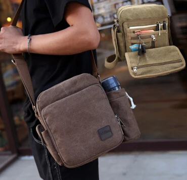 Retro canvas men 's bag men' s leisure multi - functional shoulder Messenger |