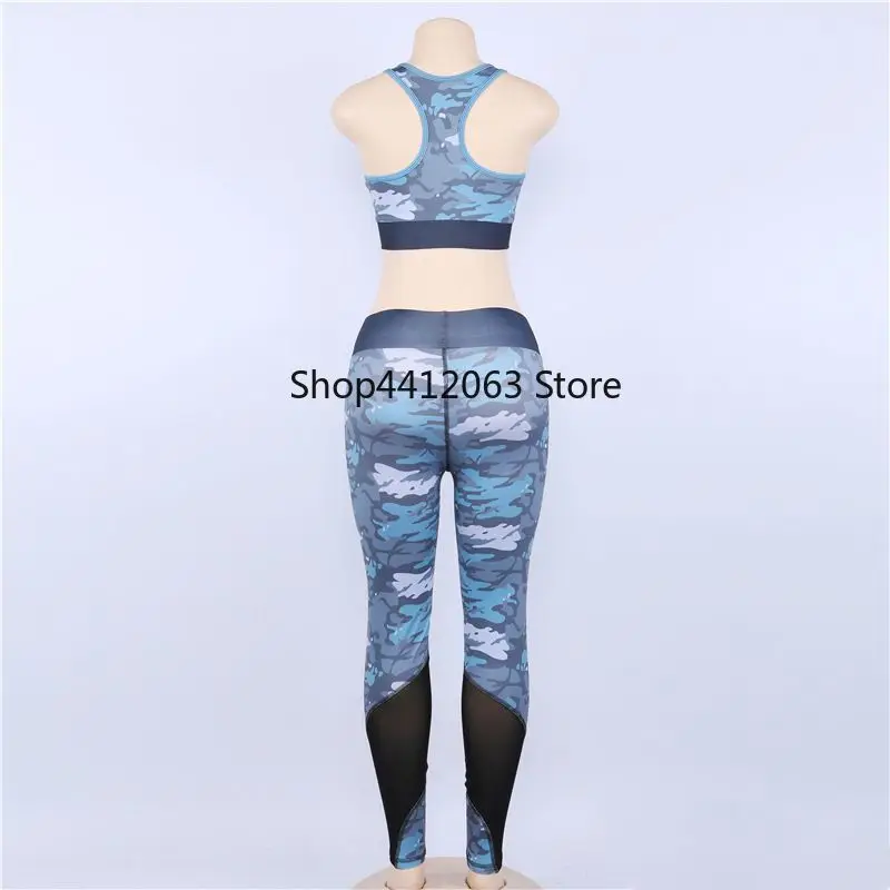 Ударопрочный Камуфляжный комплект для йоги с принтом эластичный костюм высокой