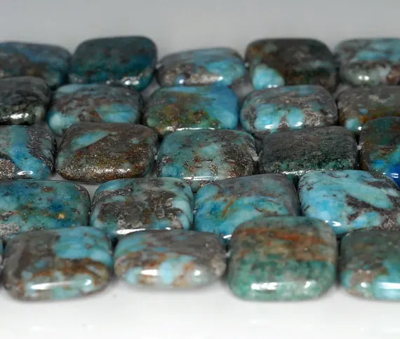 16mm Dark Blue Lagoon Pyrite Inclusions Quartz Gemstone Square Loose Beads 16 inch Full Strand (90185856-851) | Украшения и