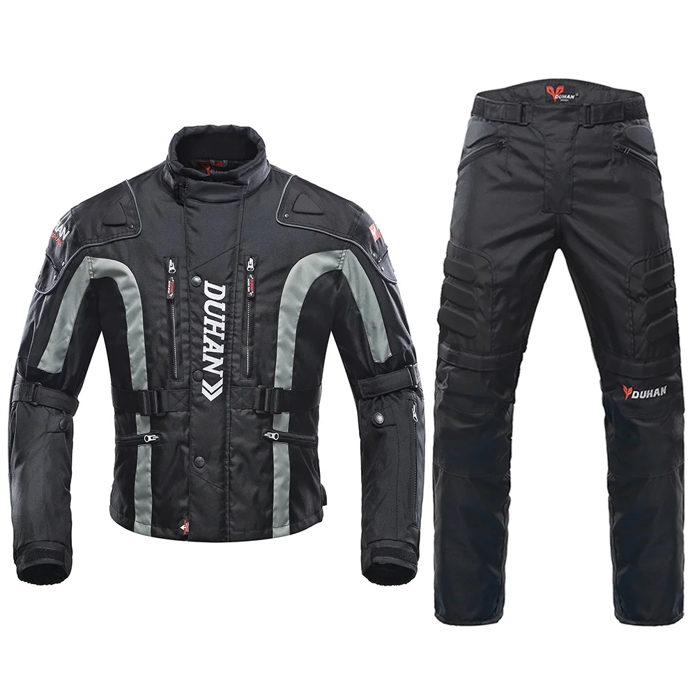 Black Suit DUHAN мотоциклетная куртка, ветрозащитная Защитная Экипировка, куртка+ штаны, комплект для езды на бедрах, мотоциклетная куртка - Цвет: Black Suit
