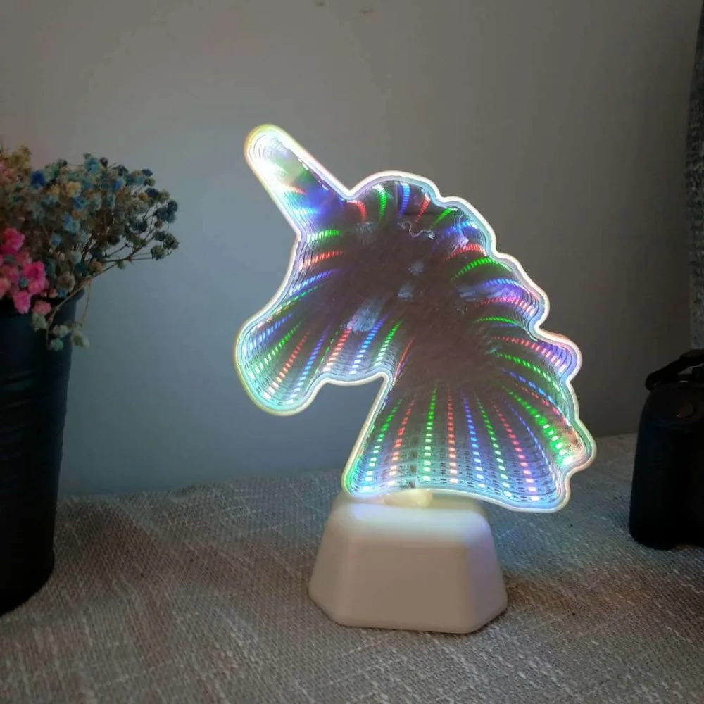 3D Mirror Led Infinity Tunnel Night Lamp Light LED Home Decoration Sign Cool Tabletop for Bedroom Lighting | Освещение