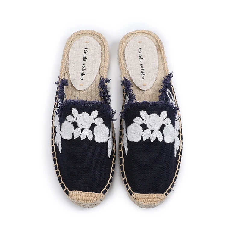Pantufa Women Shoes Tienda Soludos Slippers Cotton Fabric Sale Promotion Hemp Rubber Summer Slides Zapatos De Mujer Floral