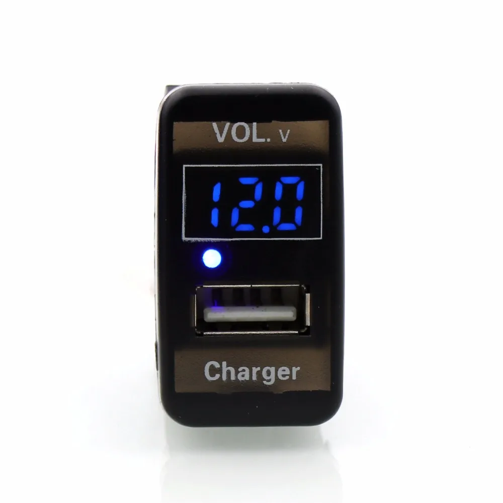 Автомобильное зарядное устройство с USB интерфейсом 5 В 2 1 А и измеритель