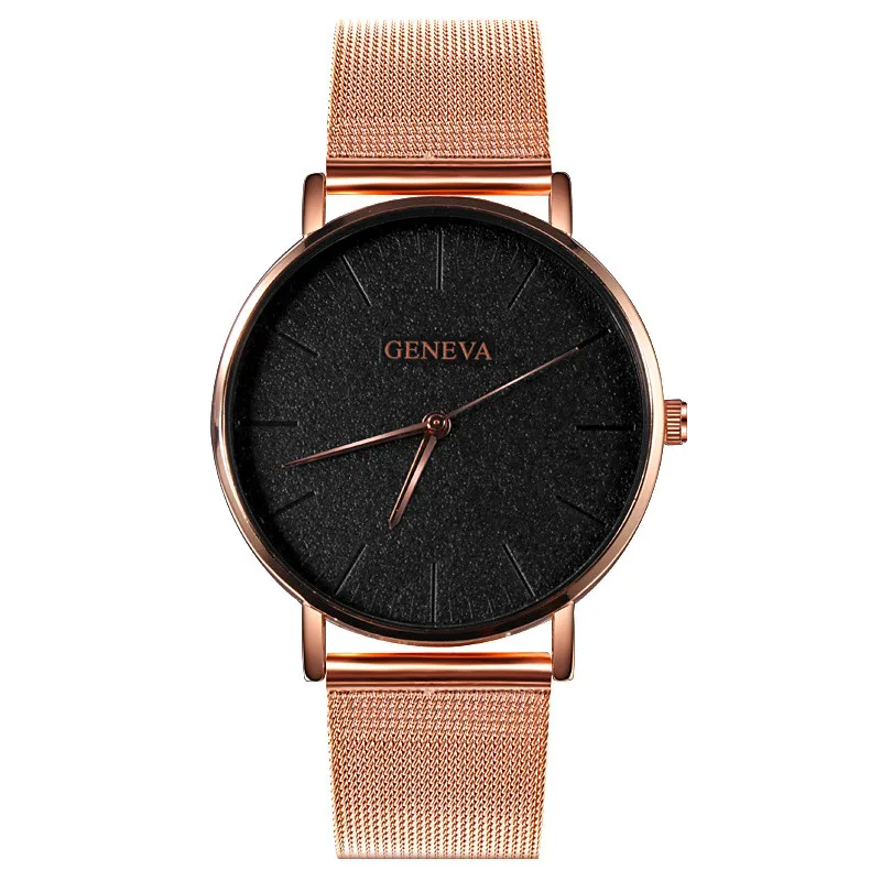reloj mujer Geneva Top Brand Women Watches Luxury Slim Rose Gold Wristwatch Fashion Steel Mesh Strap Ladies Watch relogio femino