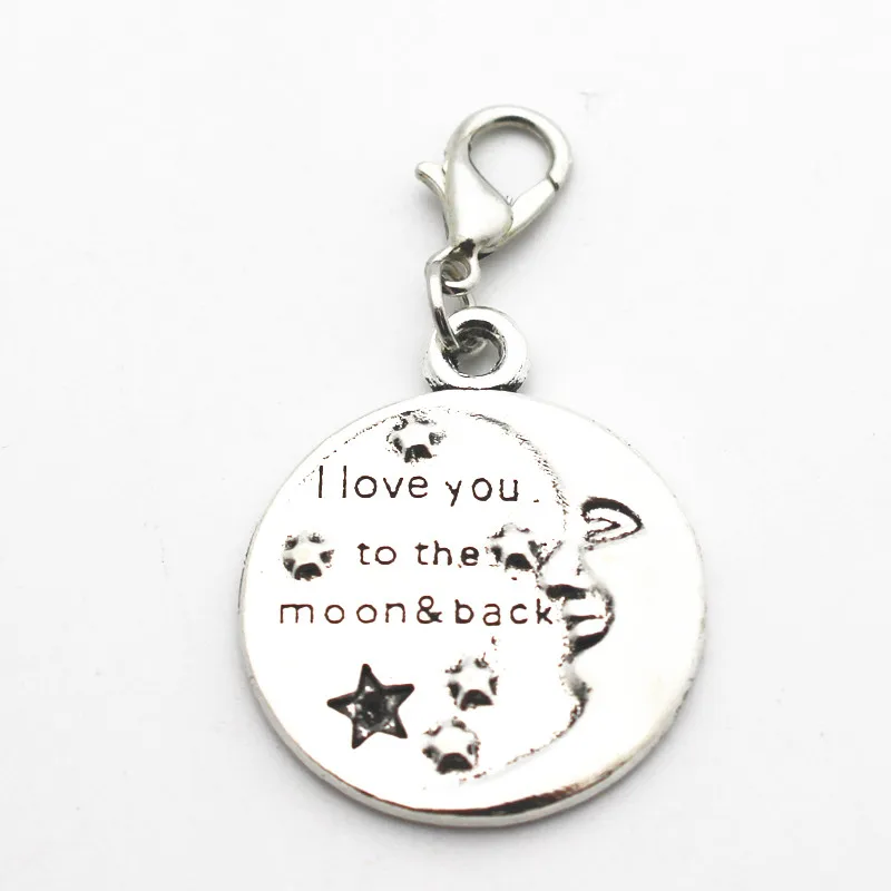 10 шт./лот металлические серебристые с надписью I Love You To The Moon & Back круглые