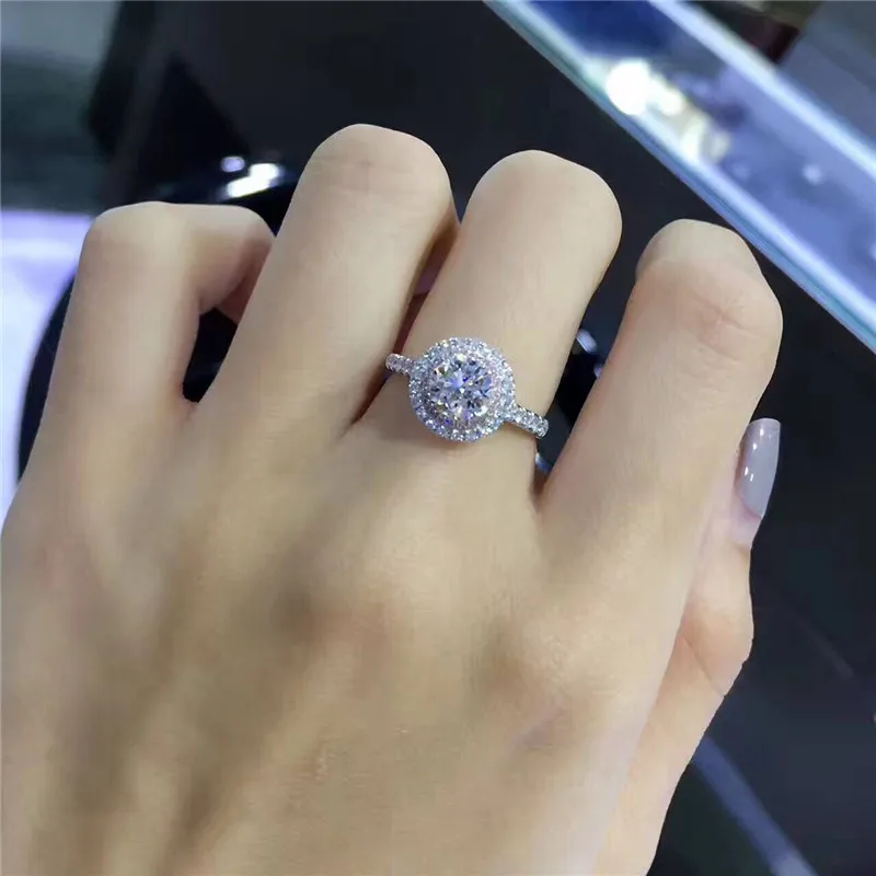 CC S925 Серебряное обручальное кольцо для женщин, очаровательное кольцо королевы принцессы, круглый розовый камень, Свадебные обручальные ювелирные изделия, Прямая поставка CC593