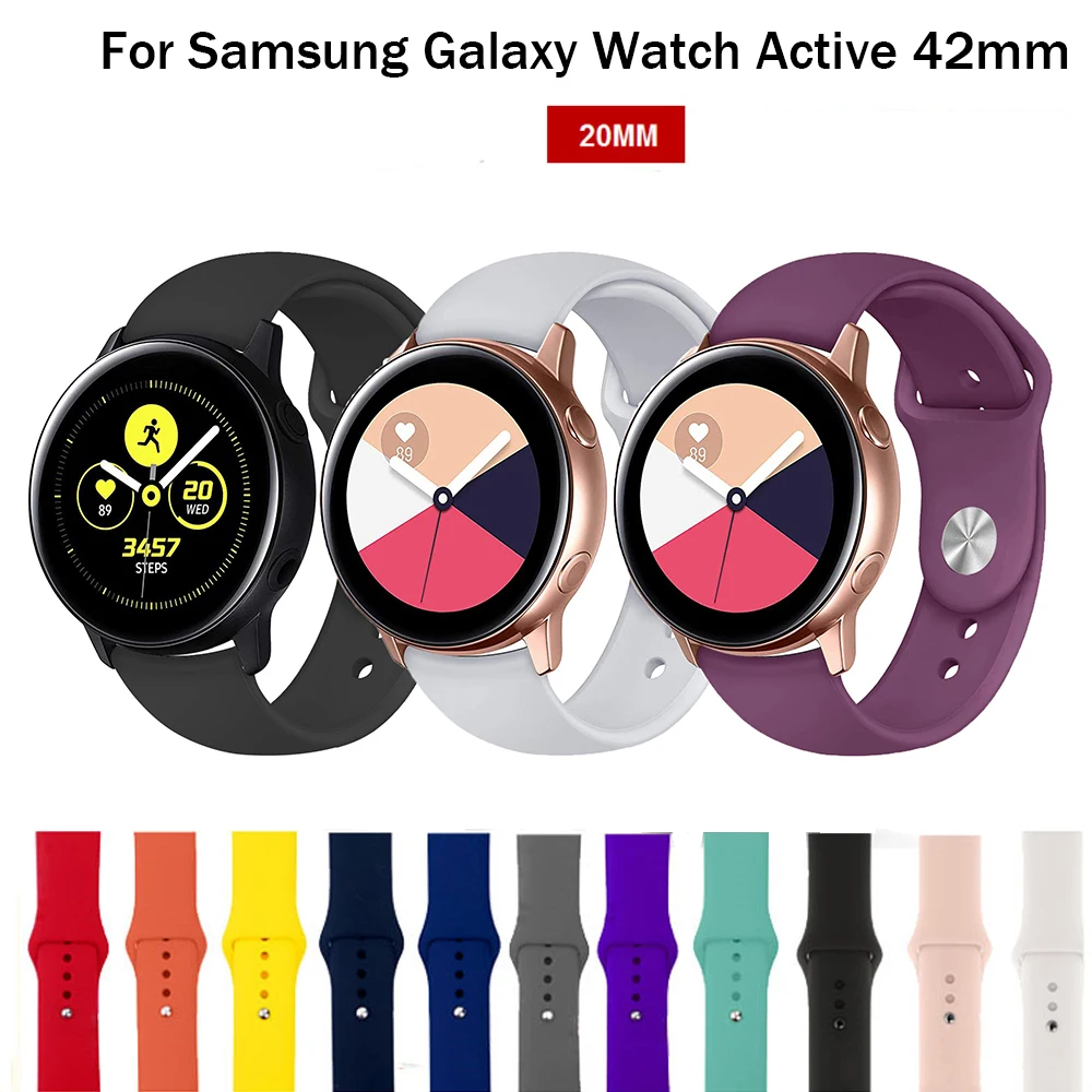 20 мм силиконовые полосы для Samsung Galaxy Watch активный ремешок gear S2 Спортивный