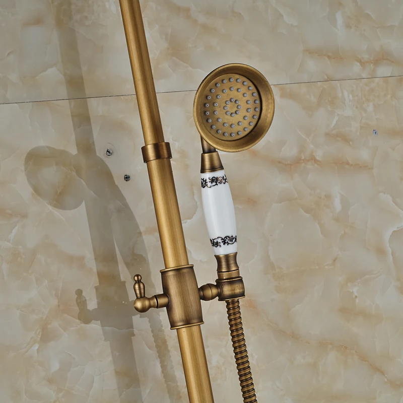 Классический Новый античный латунный душевой Набор кран + ручной Настенный 8