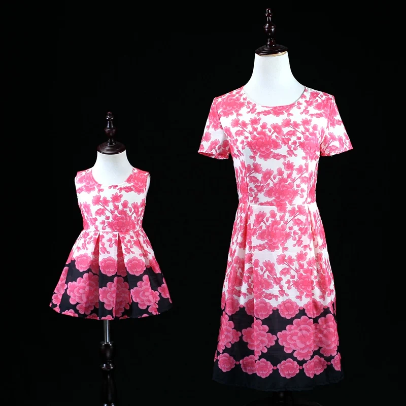 Летняя семейная одежда платье для девочек с цветами детское вечернее