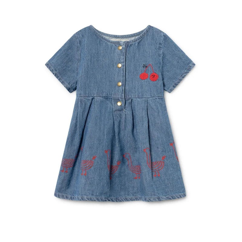 Blue Denim Платье для девочек; коллекция года; сезон весна-лето; платье с короткими рукавами для маленьких детей; праздничное платье принцессы для девочек; детская одежда; Vestidos - Цвет: Blue Denim