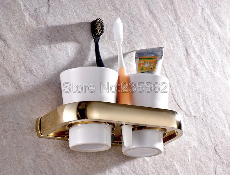 Новые Латунные настенные держатели для зубных щеток золотого цвета с