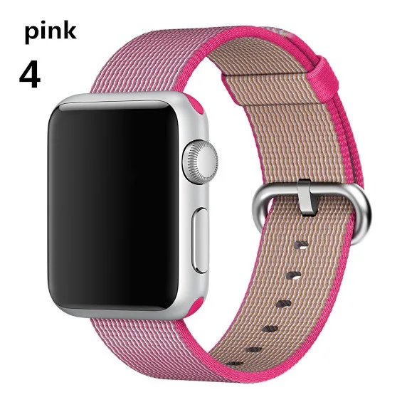 pink Ремешок Nato для apple watch, ремешок для apple watch 5, 4, 3, ремешок 44 мм, 40 мм, iwatch, ремешок 42 мм, 38 мм, плетеный нейлоновый браслет pulseira correa - Цвет ремешка: pink