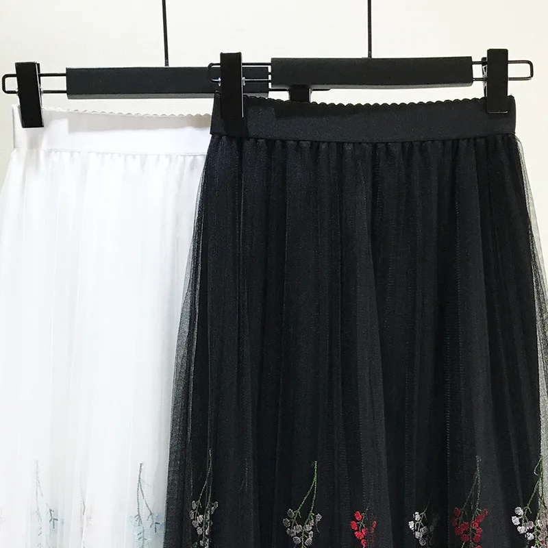 Сезон: весна–лето вышивка цветок сетки бюст юбка Для женщин Мода Винтаж Высокая