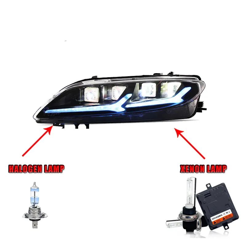halogen high beam 2 шт. светодиодный головной светильник s для Mazda 6 2003-2008 автомобильный светодиодный светильник s двойной ксеноновый Объектив Автомобильные аксессуары дневные ходовые огни противотуманный светильник - Цвет: halogen high beam