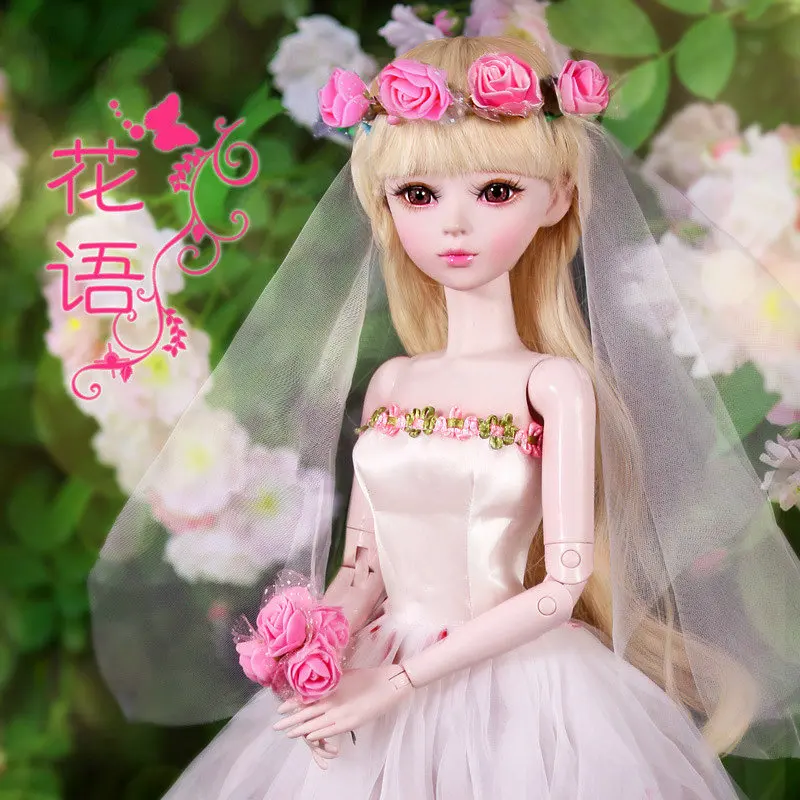 60 см длинное платье для свадьбы куклы невесты ручной работы 1/3 Bjd кукла для девочки полный набор шарнирная кукла игрушки для девочек подарок на свадьбу подарок на день рождения - Цвет: Flower