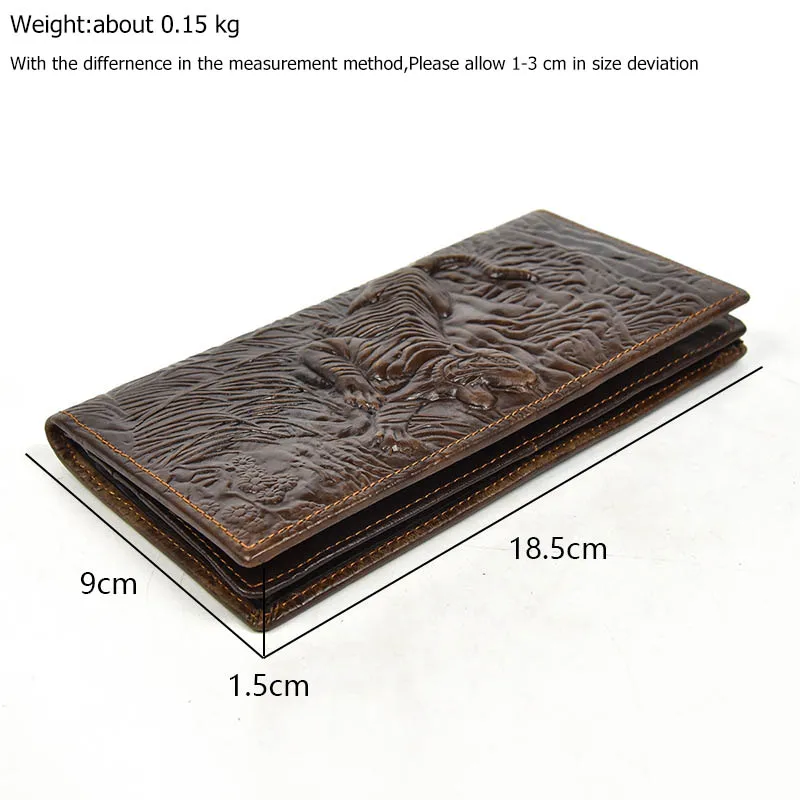 Винтажные мужские кошельки из натуральной кожи с тигром Натуральная Воловья