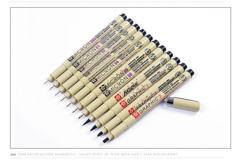 SAKURA Pigma Micron иглы водонепроницаемые тонкие линии Черный Эскиз маркер ручка для дизайна кисть манга рисунок манга товары для рукоделия
