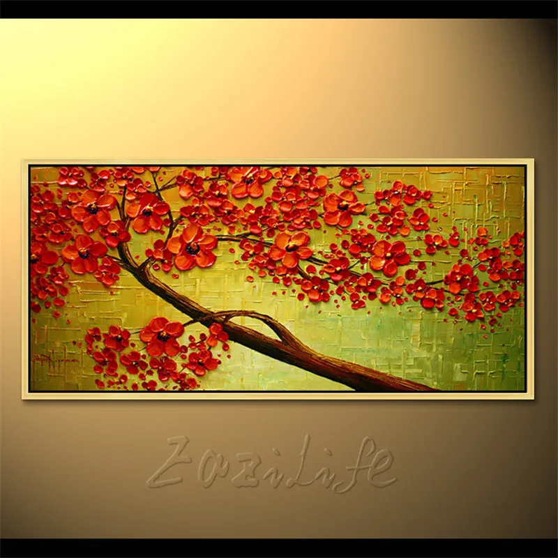 Картина на холсте ручная роспись палитра ножей 3D текстура цветы дерево настенные