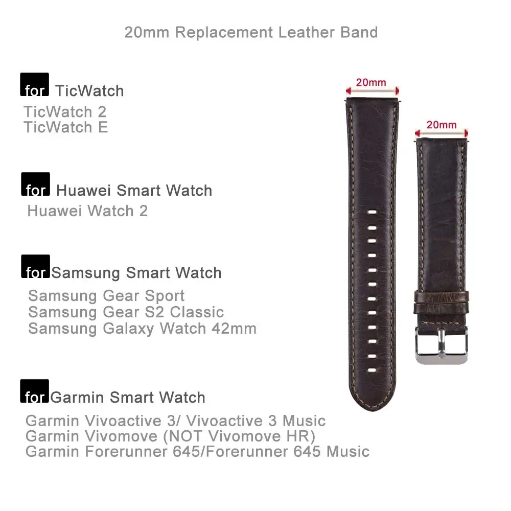 GXV сменный ремешок из воловьей кожи для Garmin Vivoactive 3/Vivoactive 3 Music/Forerunner 645 Music Smartwatch |