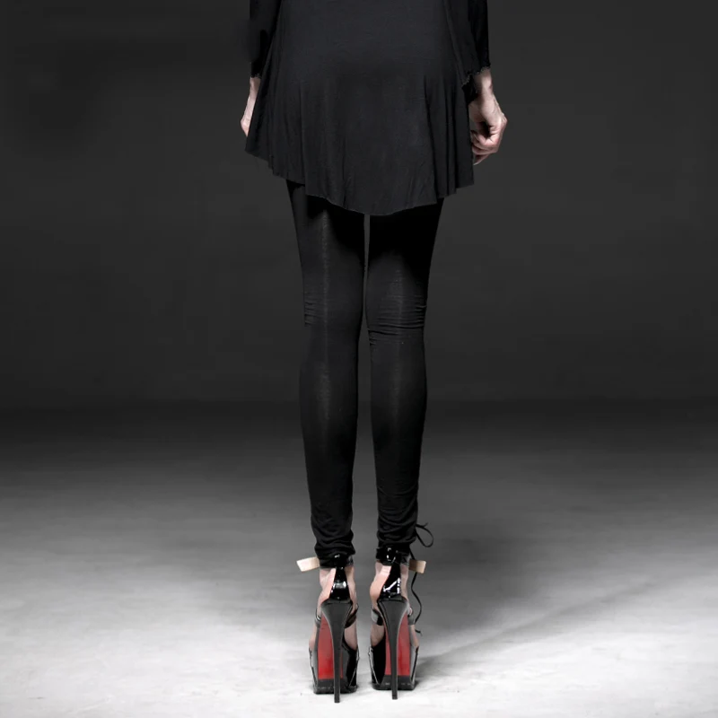 Gothic Mesh Laciness Leggings for Women Steampunk Black High Waist Skinny Close-Fitting Long Pants