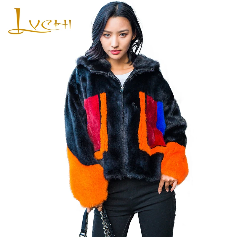 

Шуба из натурального норкового меха LVCHI, короткая, 2019