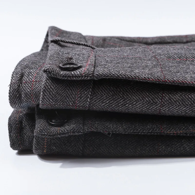 

Wool Broad-legged Pants Fall and Winter 2019 New High-waist Leisure Pants Woman Checker Wool Pants