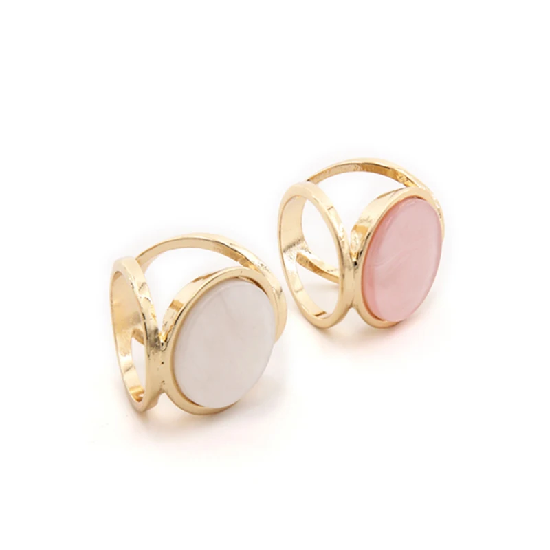 Модное эффектное кольцо SRCOI из смолы белое розовое круглое геометрическое