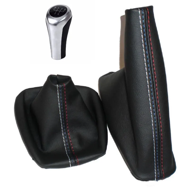 5 6 Speed Manual MT Gear Shift Knob With Real Leather Handbrake Gaiter Shift Boot For BMW 3 Series E36 E46 M3