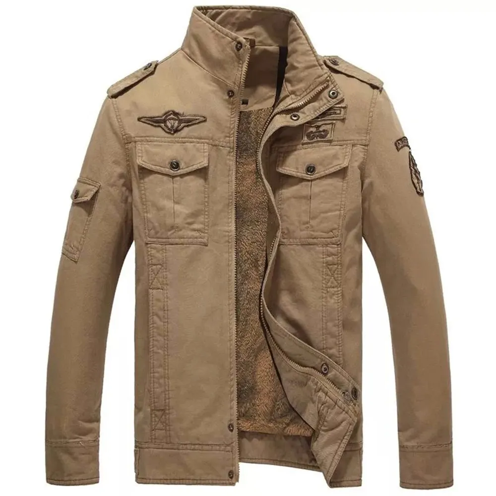 Military style tooling models fall cotton jacket collar badges washing large size men's unlined tough guy | Мужская одежда