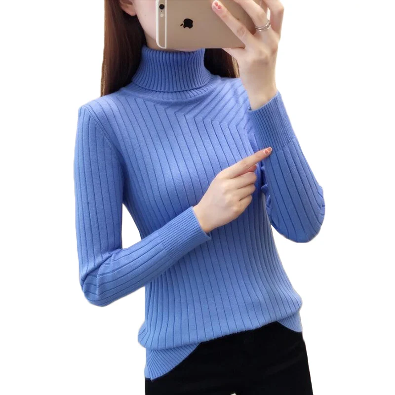 

Autumn Winter Turtleneck Sweater Women New Fashion Slim Tight Knit Pullover Long Sleeve High Stretch Sweater Women Clothing A952