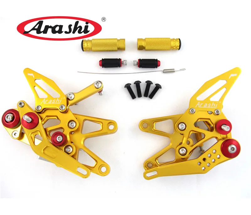 Золотой Arashi для TRIUMPH DAYTONA 675 675R 2013- Rider подножки CNC Регулируемые подножки Rearset части 675-R - Цвет: Золотой