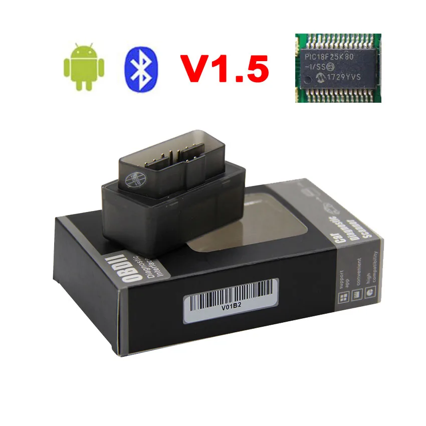 Black 10 шт. ELM327 V1.5 PIC18F25K80 elm 327 v1.5 для Android/PC OBD2 Bluetooth сканер OBD 2 OBD2 диагностический инструмент ODB2 считыватель кодов - Цвет: Black