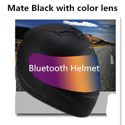 matte color Moto r moto rcycle шапка полный шлем с объективом защитный шлем точка шлем телефонный Звонок музыка bluetooth Мото шлем S матовый черный - Цвет: matte color