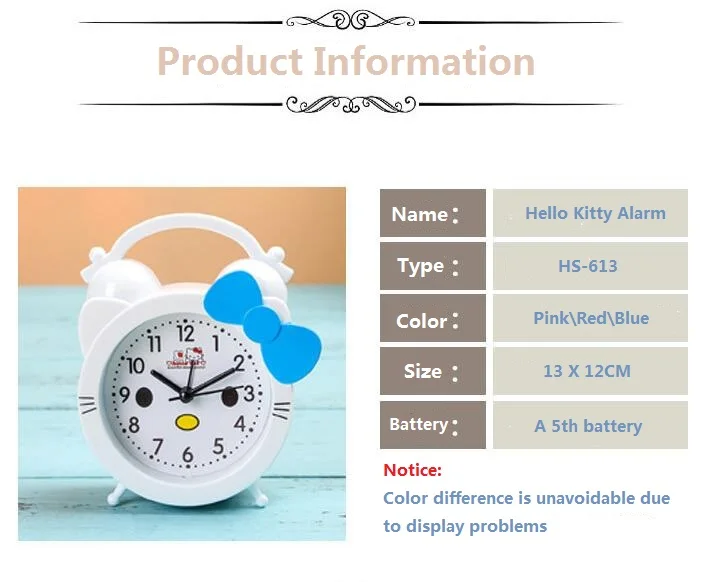 Новое поступление креативный милый мультяшный тихий будильник hello kitty маленький будильник для детей и студентов