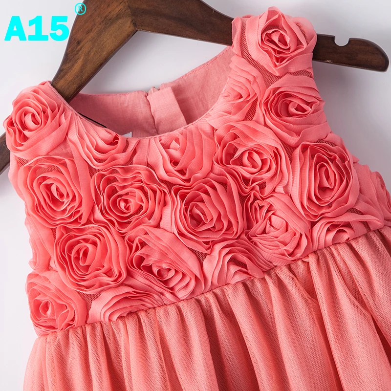 A15 Baby Girls Dress Princess Birthday Party White Flower Summer 2017 Kids for Age 2 3 6 8 Year | Детская одежда и обувь
