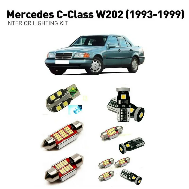 Светодиодные внутренние фары для mercedes c class w202 1993 1999 12 шт. светодиодные