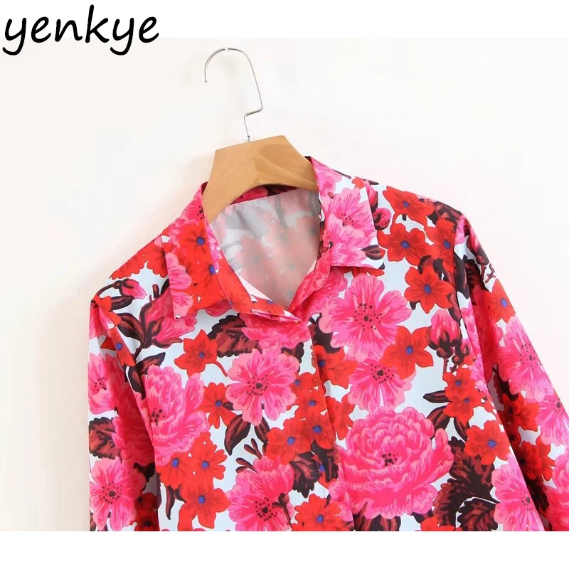 Весна 2018 женская блузка с цветочным принтом рубашка длинным рукавом и отложным
