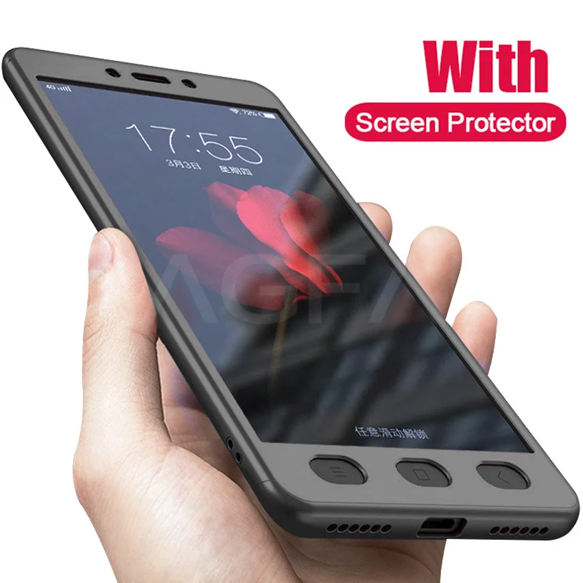 Luxury 360 Degree Protection Full Cover Phone Case for Xiaomi Redmi Note 4 4X Shockproof Global Glass |