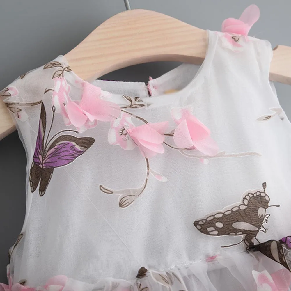 Lace-trimmed princess dress Toddler Baby Girls Princess Party Clothes Flower Sleeveless Tulle Tutu Dresses girls #06 | Детская одежда и