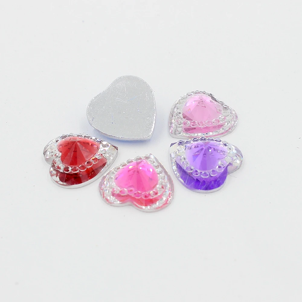 Shining Brightly 14mm 50Pcs Craft Flatback Resin Heart Stone Beads Rhinestone For DIY | Украшения и аксессуары
