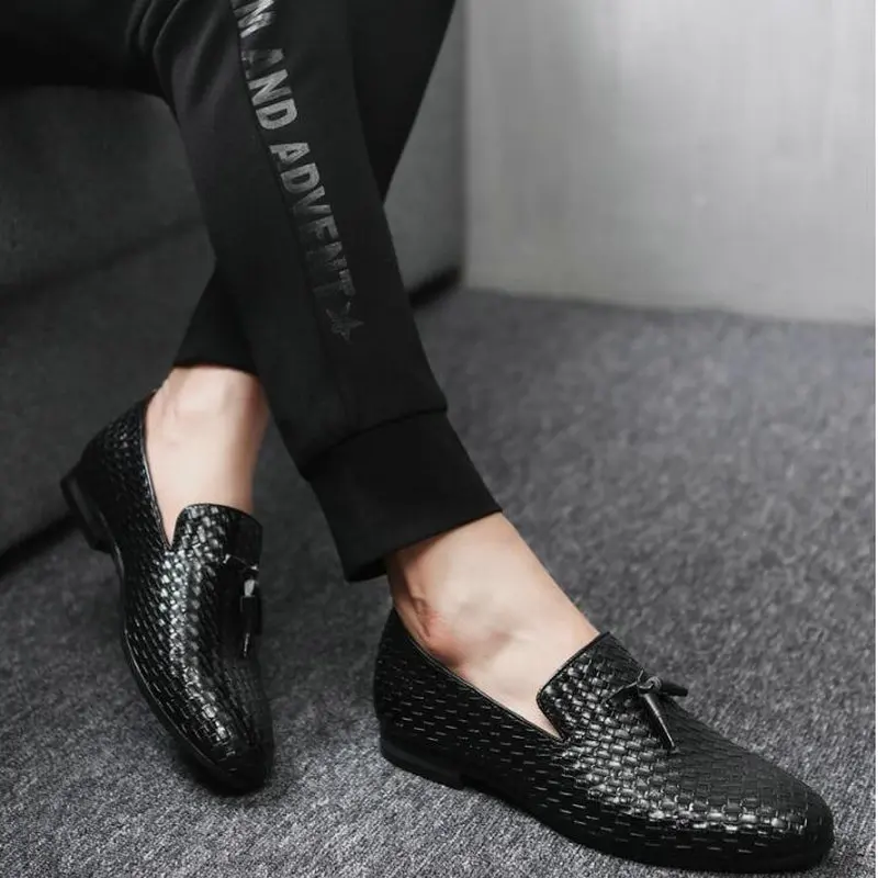 Men Weave Driving Moccasins Comfortable Slip on Loafer Shoes Casual shoes Leather Loafers Office big size LH-86 | Обувь