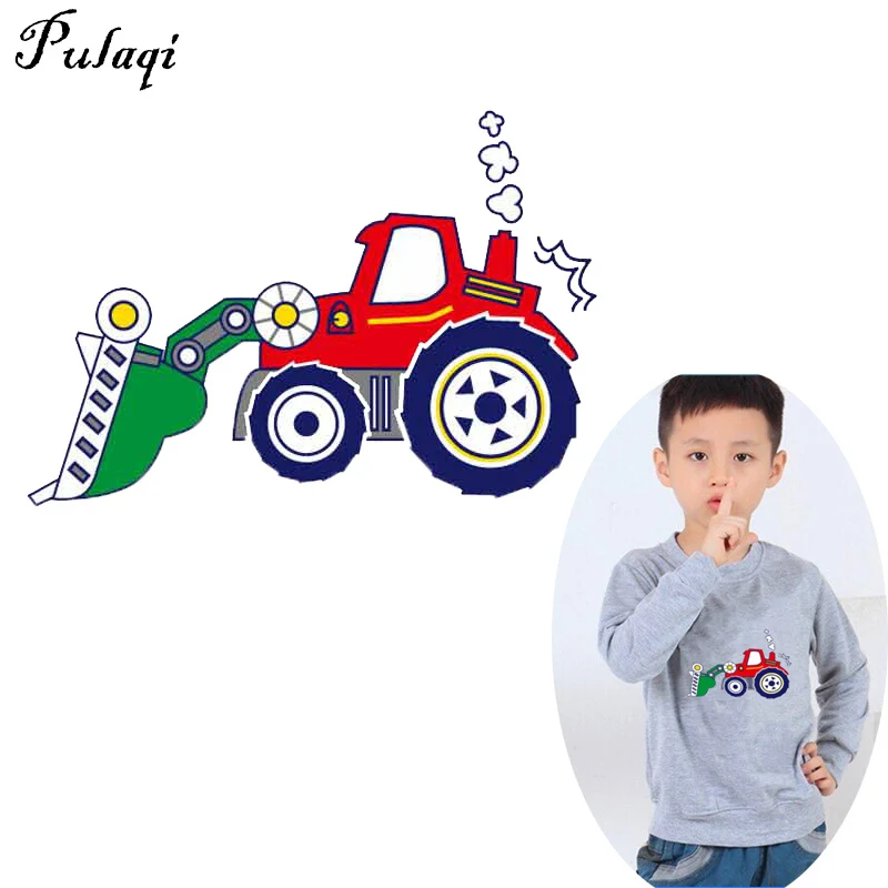 Мультяшные термоклейкие нашивки Pulaqi на экскаваторы автомобили динозавры для