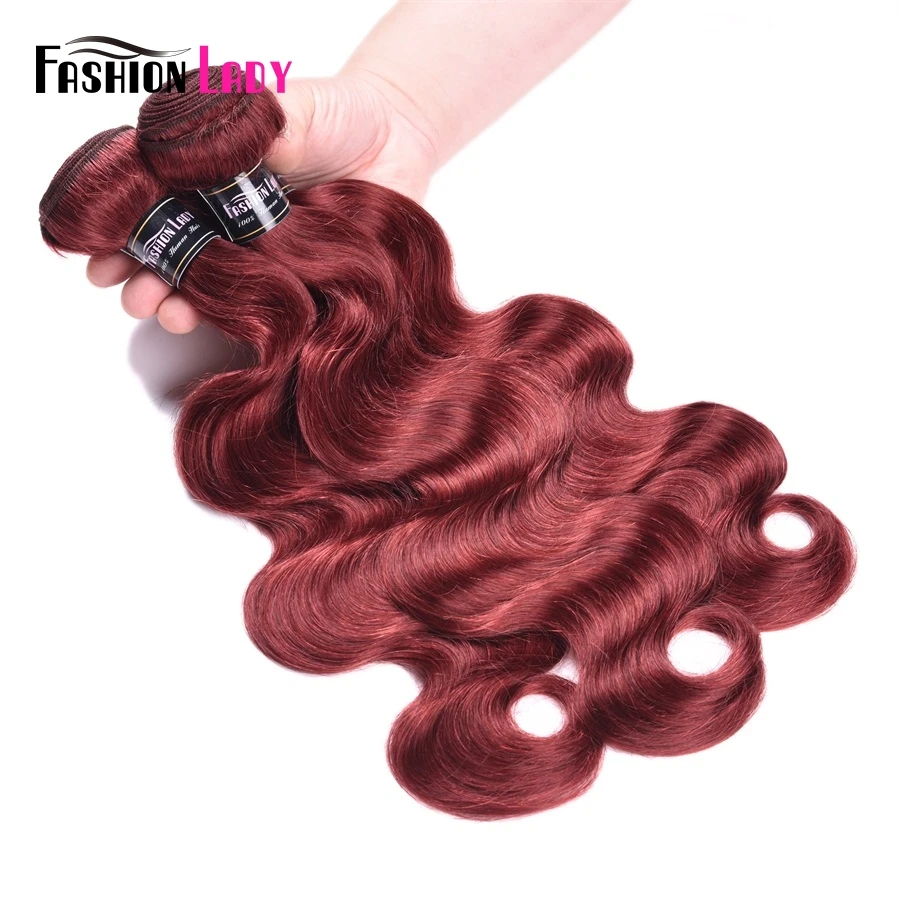 Модные женские предварительно окрашенные красные перуанские пучки Bodywave пряди