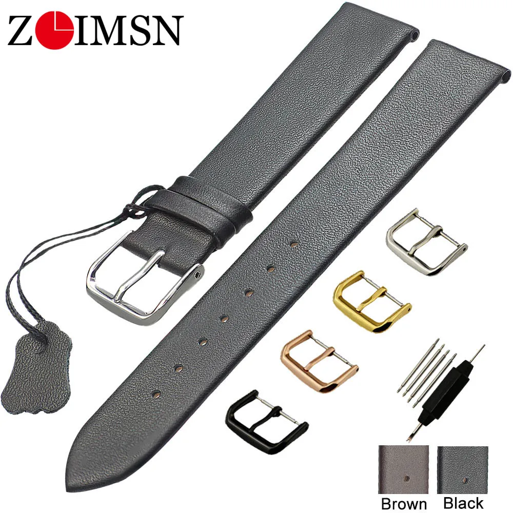 

ZLIMSN Genuine Leather Watchbands 18 20 22mm Thin Smooth Watch Strap Belt For DW Watches Stainless Steel Buckle