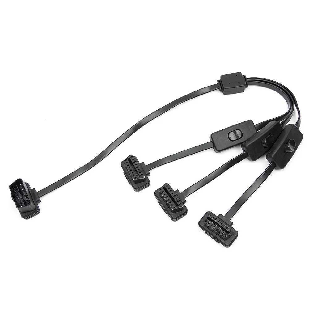 KWOKKER OBD 2 разветвитель расширение 1 до 3 с переключателем Y кабель Мужской три порта к гнезду для ELM327 автоматический диагностический сканер инструмент